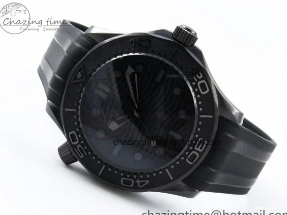 0405 Seamaster 300m 43.5mm Black Ceramic S+F 1:1 Best Edition Black Dial on Black Rubber Strap A WrinkleFree 7731